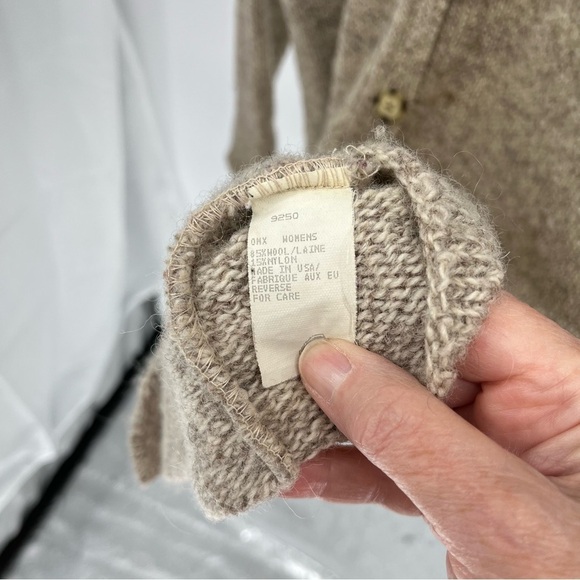 Woolrich Womens Longline Wool Sweater Size XL Heathered Tan Button Down Pockets - Picture 9 of 9